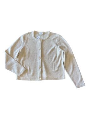 Ann Taylor LOFT Cardigan XL Cream Gold Sequins Transitional Old Money NWT